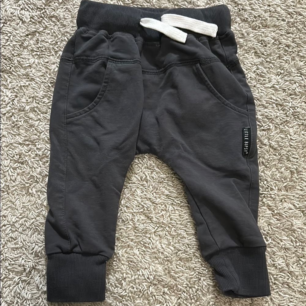 Little Bipsy Gray Sweatpants with Elastic Waistband